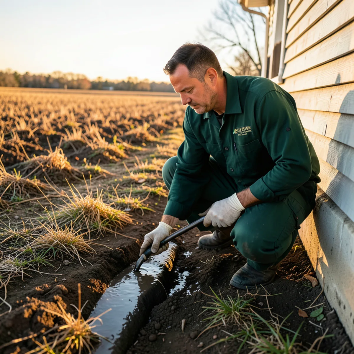 Perimeter spray application on home bordering soybean fields in Clinton Township